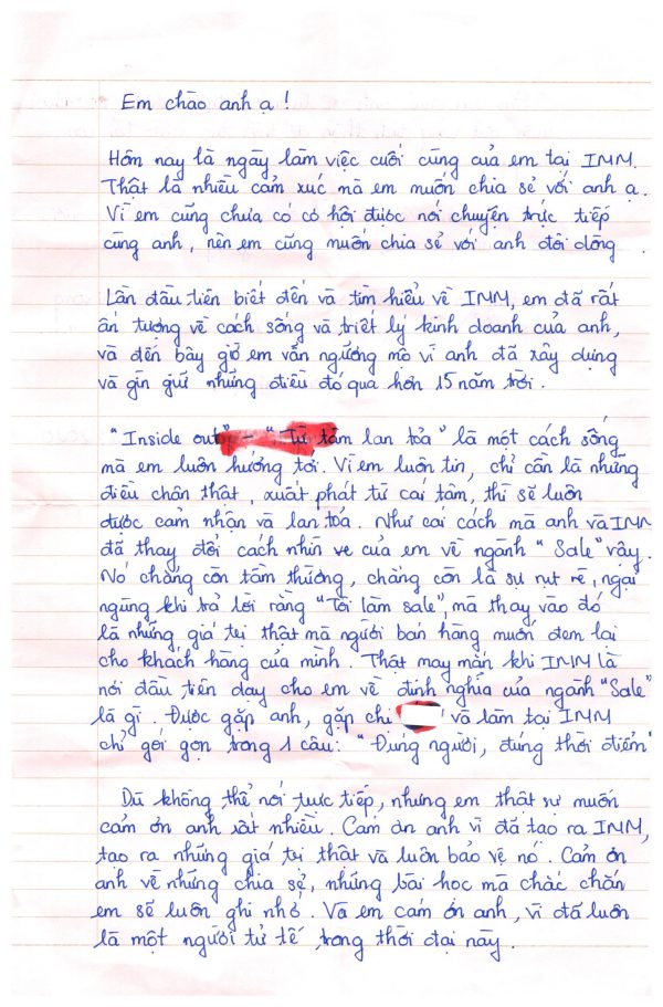 Tony Tỉnh Trần - Bức thư của nhân viên